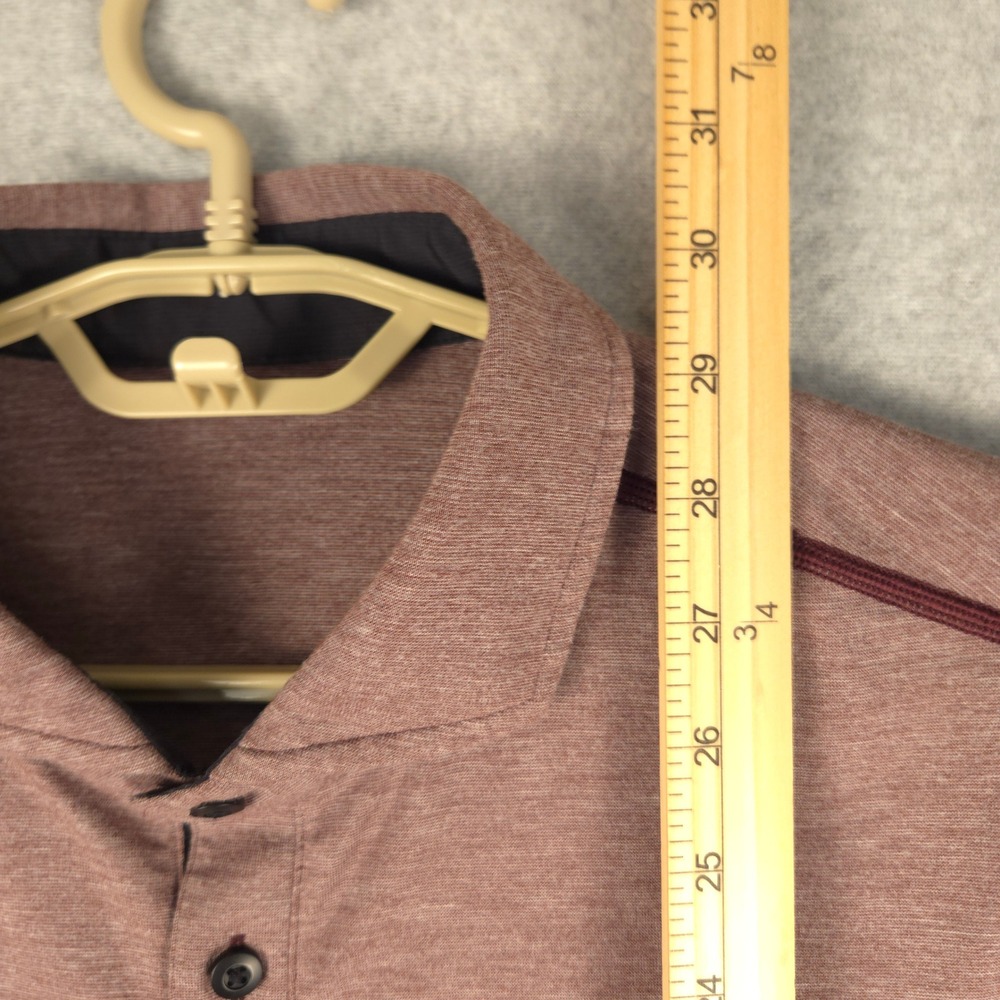 Lululemon Evolution Polo Shirt Mens Large Heathered Terracotta Short Sleeve Logo - Picture 5 of 5